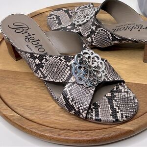 BRIGHTON  Alison Neutral Multi Python Crisscross Strap Ferrara Medallion Sz. 8.5